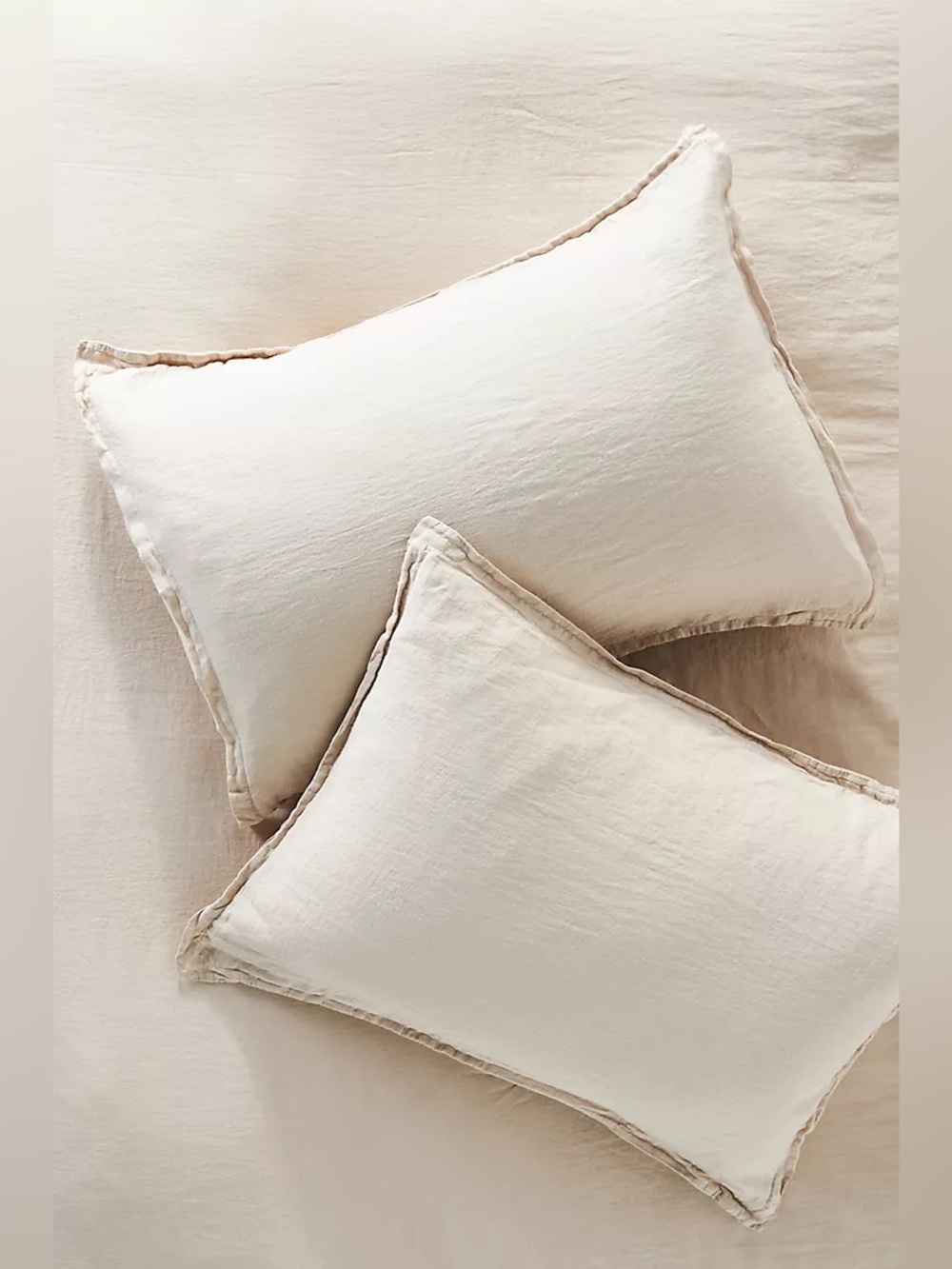 New Anthropologie 100% Washed Linen Neutral Shams, Set of 2 Standard